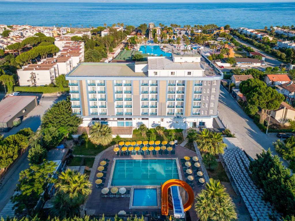 an aerial view of a resort with a swimming pool at The Gap Hotel Kuşadası in Kuşadası