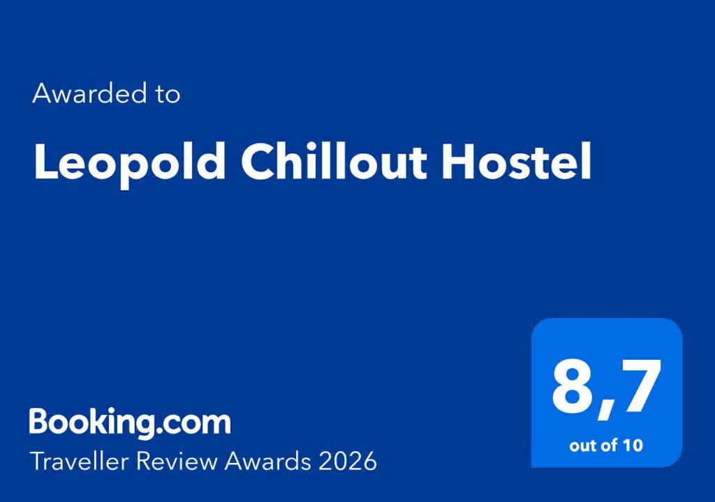 a blue sign with the words leopold childhood hospital at Leopold Chillout Hostel in Sarajevo