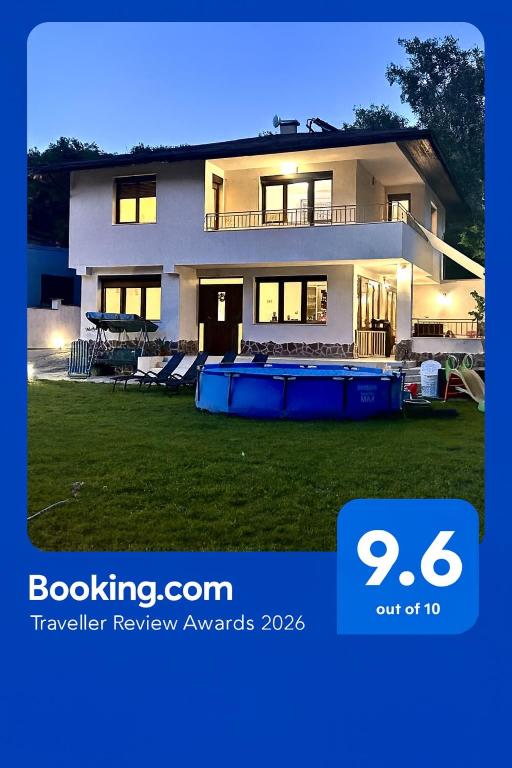 a picture of a house with avertisement at Villa Amity in Varna City