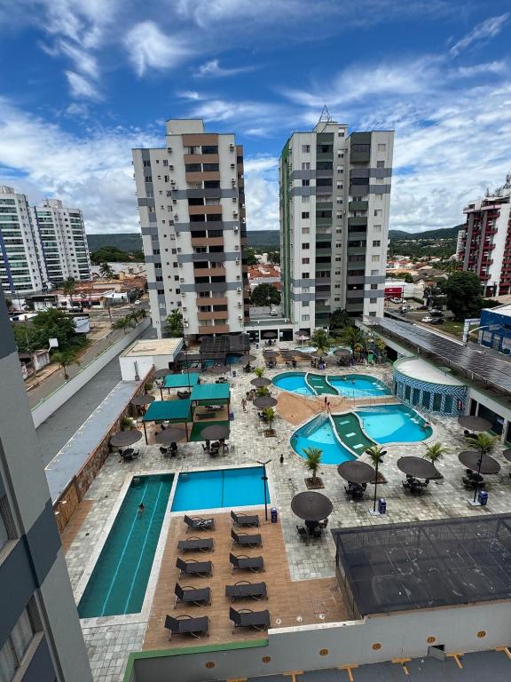an aerial view of a resort with several pools at Apto Aquarius - Piscinas Aquecidas, Hidro e Lazer Total - até 5 Pessoas in Caldas Novas