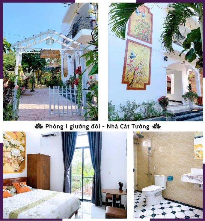a collage of pictures of a bedroom and a room at Hue Lotus Homestay in Hue