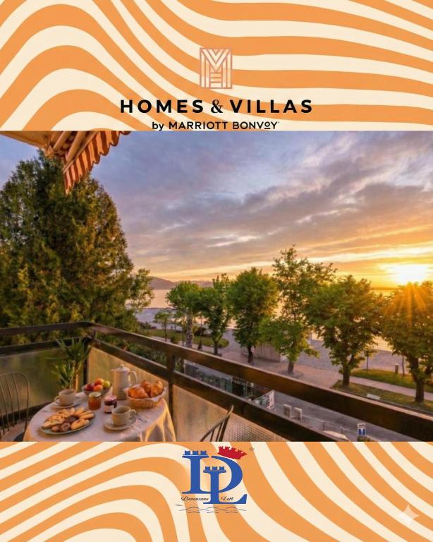 a magazine advertisement for homes and villas with a table with food at Desenzanoloft Garda Golden Sunrise official partner Homes and Villas By Marriott Bonvoy in Desenzano del Garda