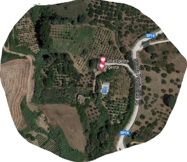 a map of a park with a red marker at Egesta, villa with private pool in Calatafimi