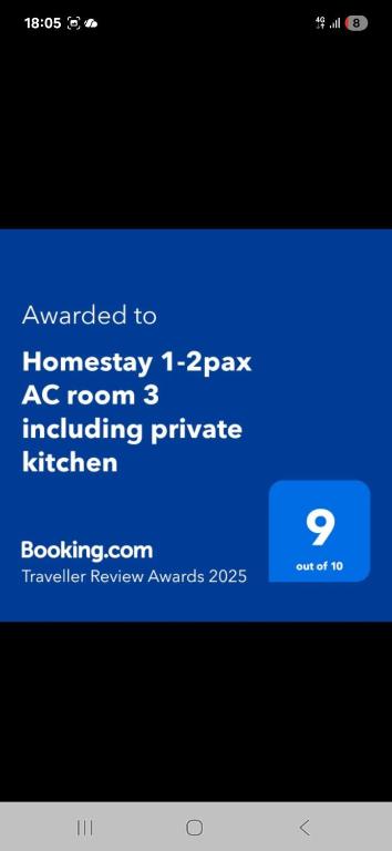 a screenshot of a phone screen with a text box at Ban Sokluy AC apartment 3 1-2pax including kitchen in Siem Reap