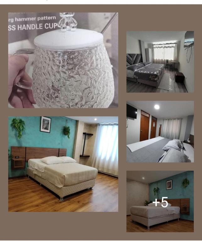 a collage of pictures of a bedroom and a bed at Hotel Samana'Inn in Arequipa