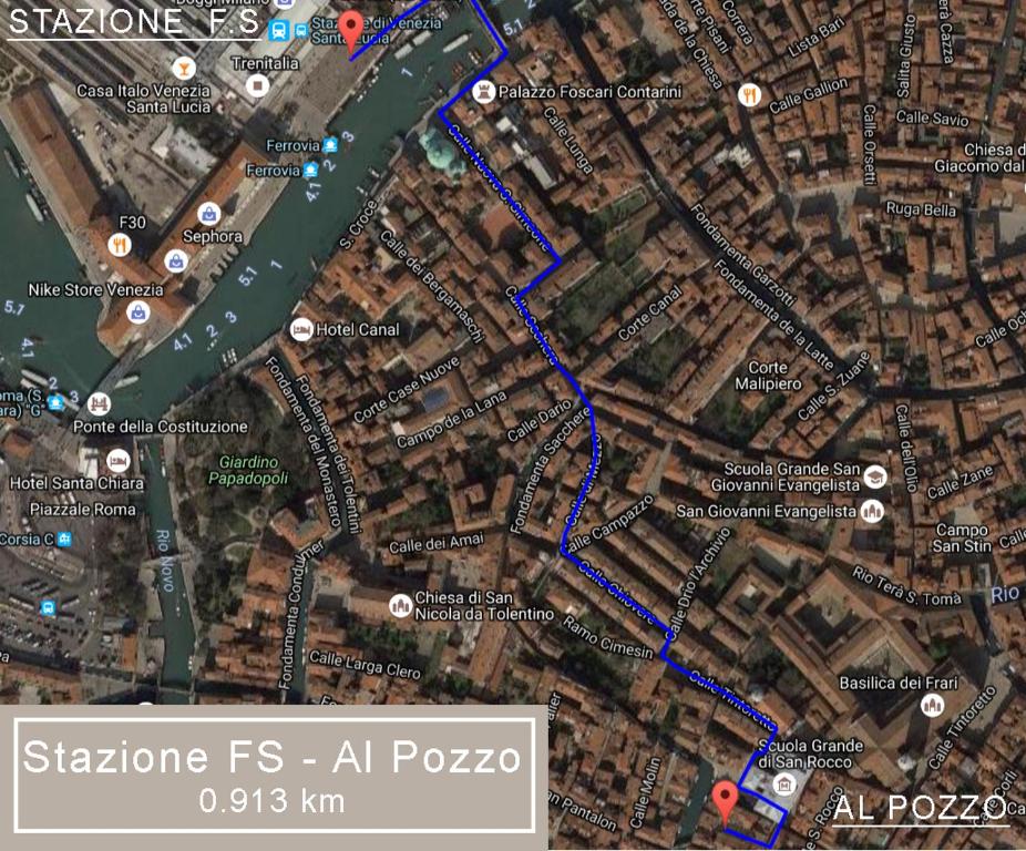a map of the route of the pipeline at Al pozzo Apartment in Venice