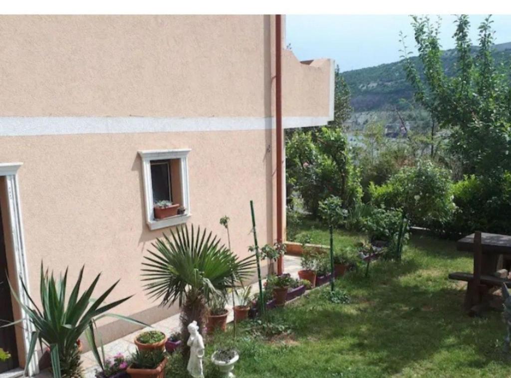 a house with a yard with plants and a window at Apartment Dijana in Bakar