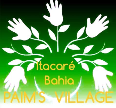 a green sign with white birds on a plant at Paim`s Village Itacaré in Itacaré