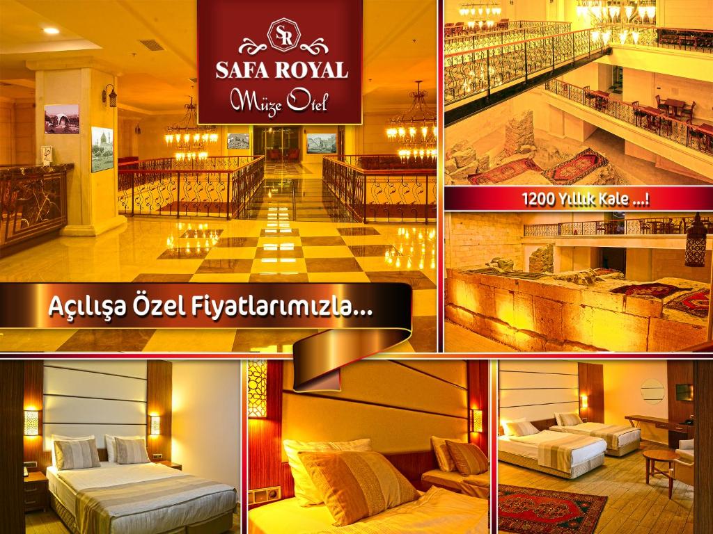 een collage van vier foto's van een hotelkamer bij Safa Royal Museum Hotel in Konya