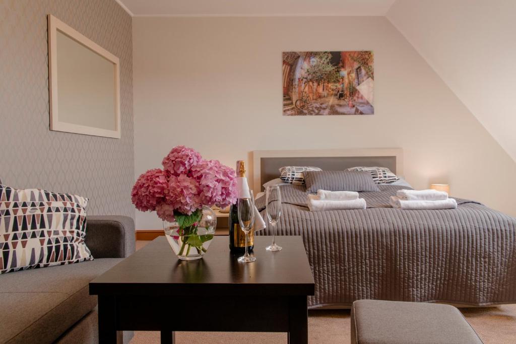 Giường trong phòng chung tại Hotel - Restauracja Platan