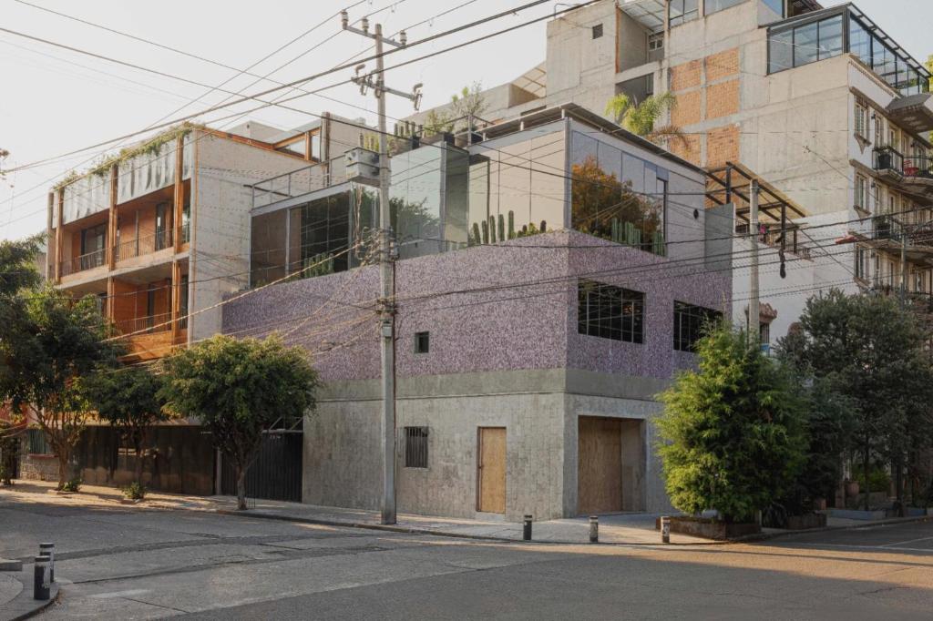 a building on a street in front of a building at Casa JuliAna in Mexico City