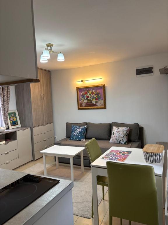 a living room with a couch and a table at Apartman Lala in Nova Varoš