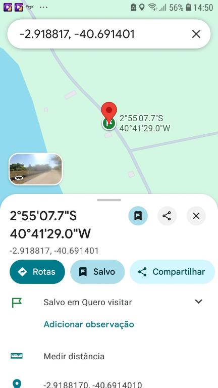 a screenshot of a cell phone with a notification of a object at Camping ao ar livre in Camocim