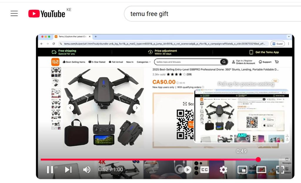 a page of a website with a picture of a drone at Alexa in Nairobi