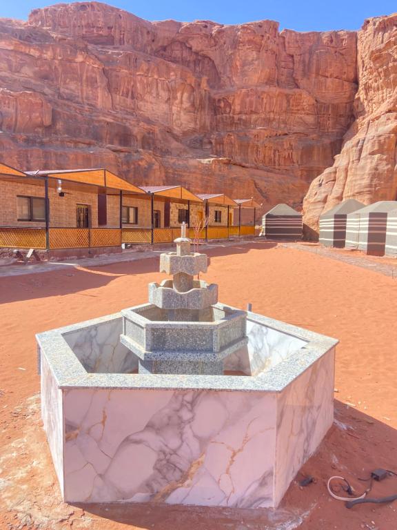 a monument in the middle of the desert at Naif Bedouin tour in Wadi Rum