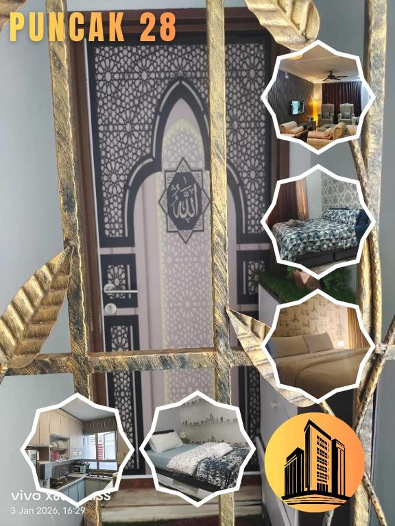 a collage of photos of a living room at Penginapan Puncak 28 in Kuala Terengganu
