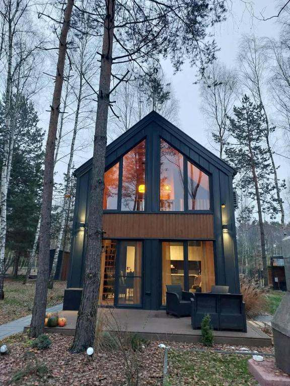 a small house in the middle of a forest at Leśne Domki in Życiny