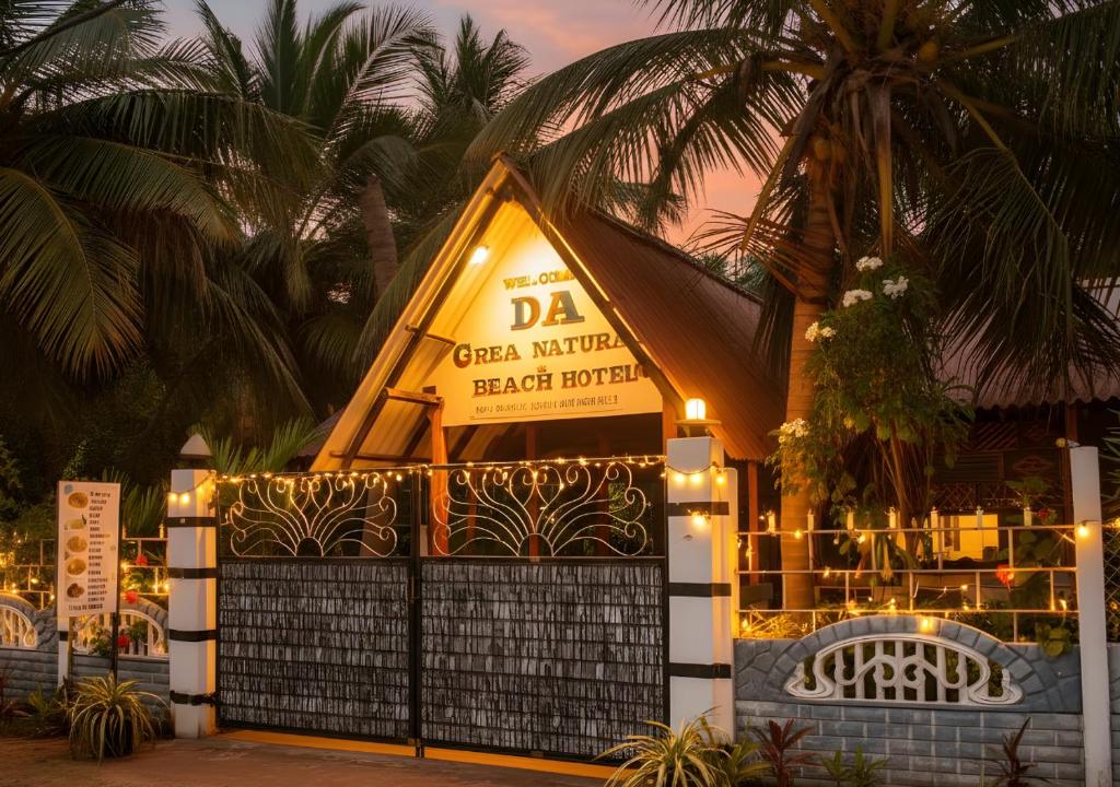 a sign for a green market next to a building at DA GREA NATURAL BEACH HOTEL in Trincomalee