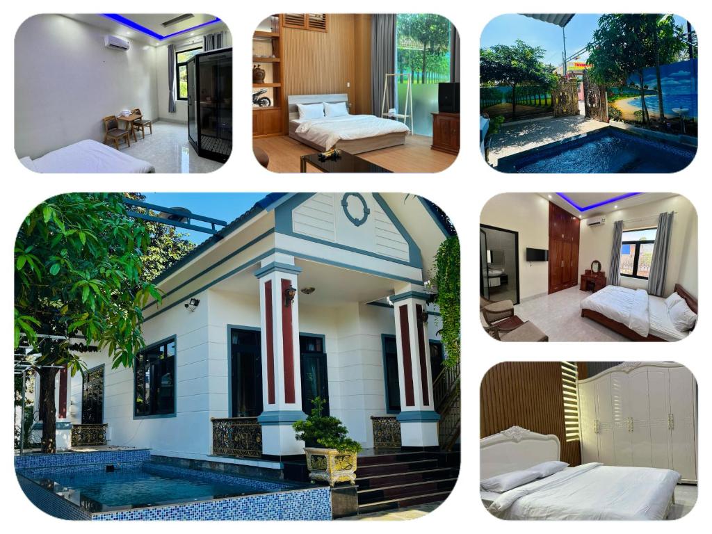a collage of four pictures of a house at Tiến Đạt Villa in Vung Tau