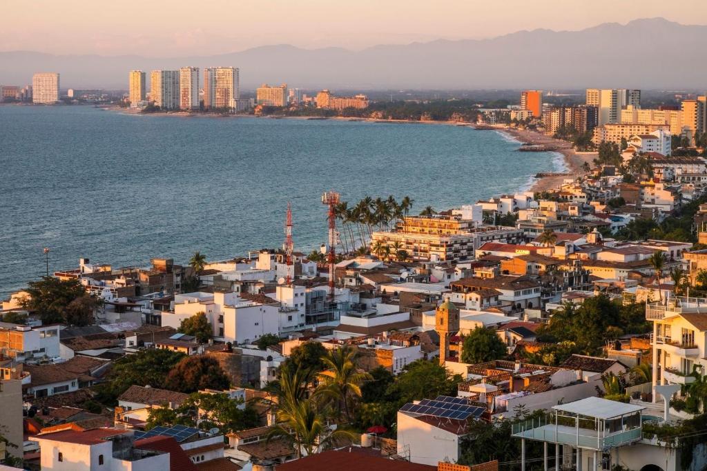 an aerial view of a city and the ocean at Romantic Zone in Puerto Vallarta