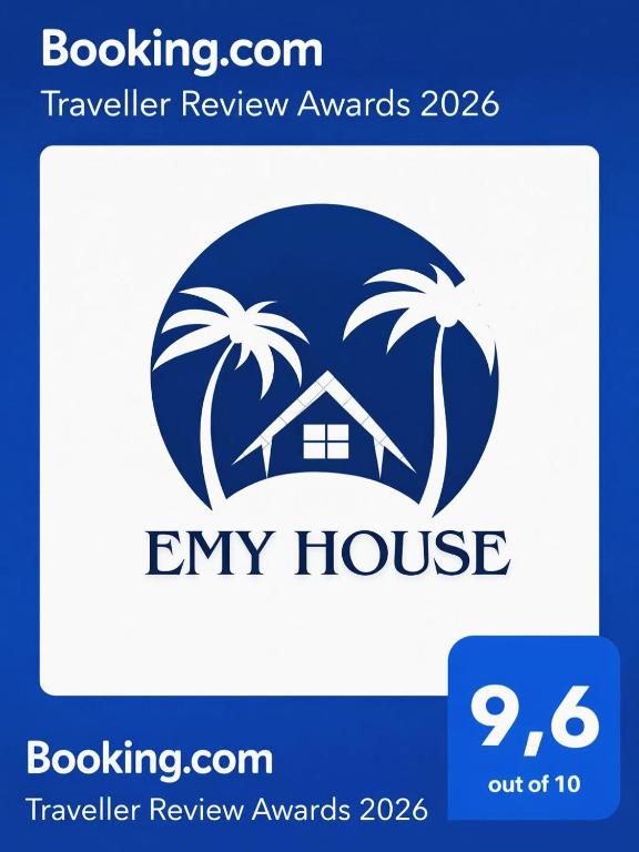 ein Logo für ein Emmy-Haus mit zwei Palmen in der Unterkunft EMY HOUSE in La Laguna