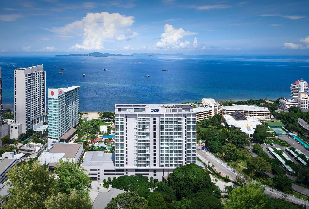 an aerial view of a city with the ocean at OZO North Pattaya in Pattaya