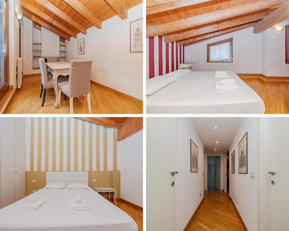 a room with a bed and a table and chairs at Mansarda in Piazza Duomo in Milan