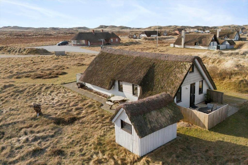 a house with a grass roof in a field at 2289-Ringkobing-Nordso-Ferievej-21 in Klegod