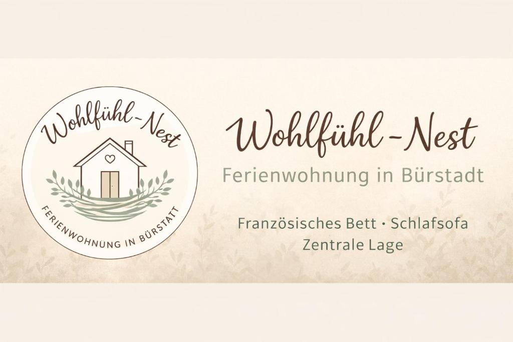 a label for aestead next with a house on it at Apartment Wohlfühl-Nest in Bürstadt