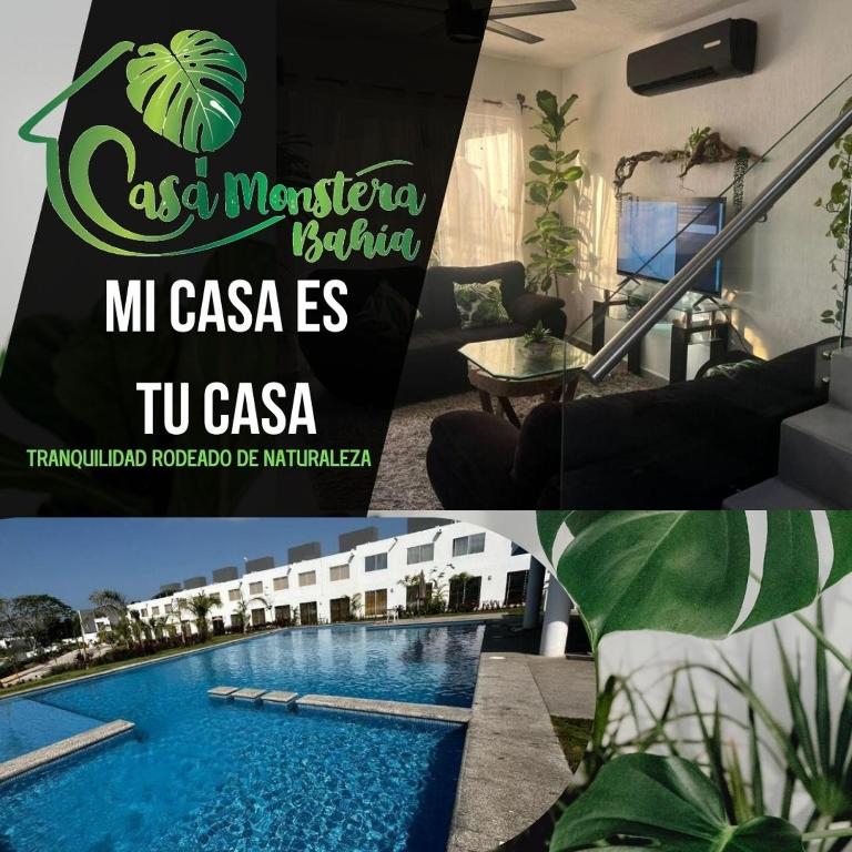 a collage of two pictures of a hotel with a swimming pool at CASA CON ALBERCA Rodeada de NATURALEZA in Naranjo