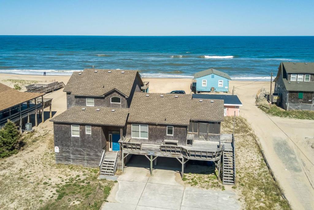an aerial view of a house on the beach at Ocean Wynns - Nags Head MP 13, 20 Yards to the Beach, Ocean Views, Close to Attractions in Nags Head