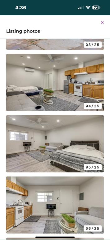 two pictures of a room with beds in it at Sam property in Los Angeles
