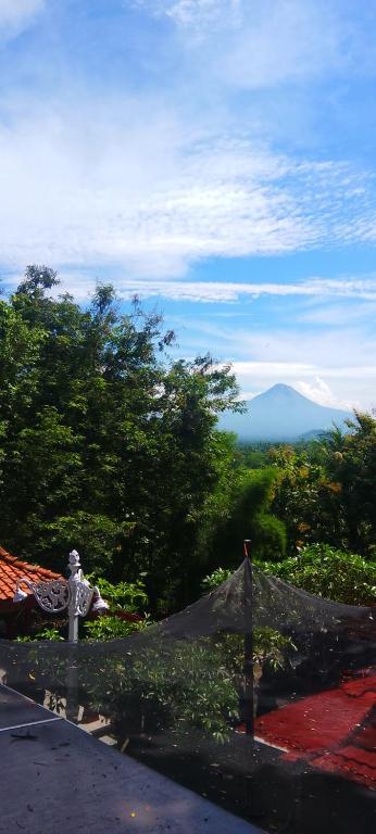 a view of a mountain in the distance at Mahatva Borobudur Resort in Borobudur