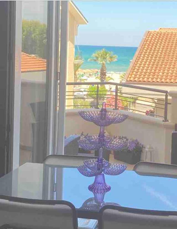 a glass dining table with a view of the ocean at Splendida Alba in Tortoreto Lido