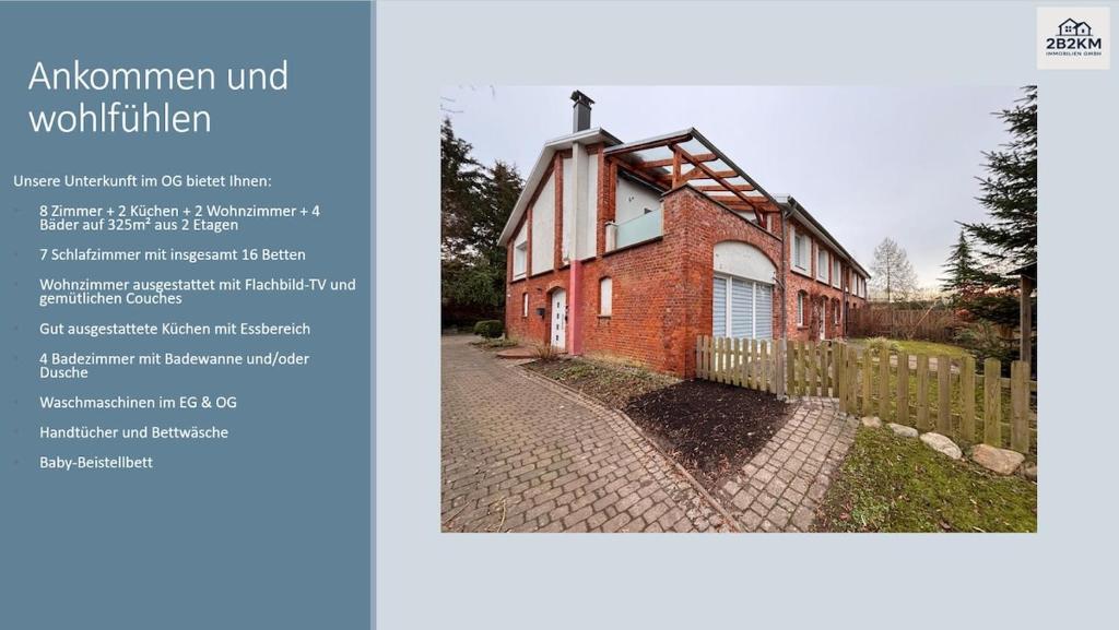 a page of a book with a red brick building at Haus Groß Flöte in Wismar