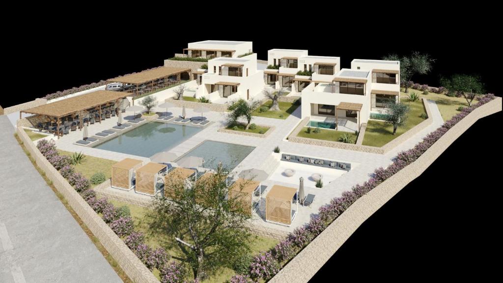 a model of a villa with a swimming pool at Agali Hotel Milos in Adamantas