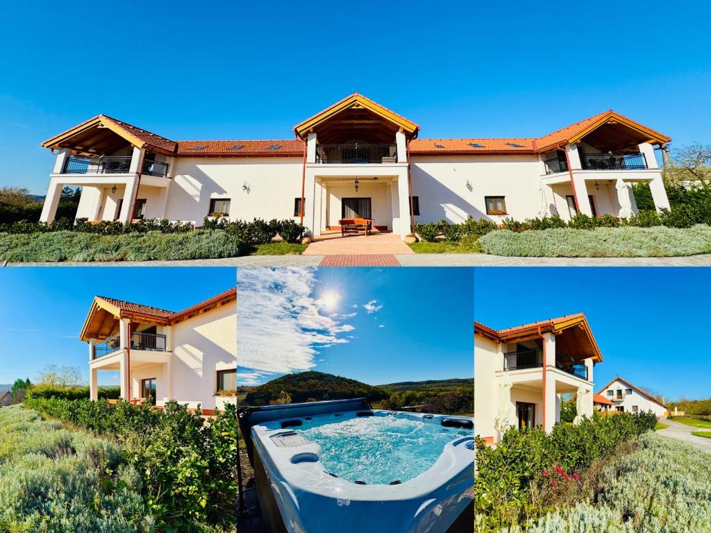 a collage of three pictures of a house at Csigevár Birtok 2 in Balatonendréd