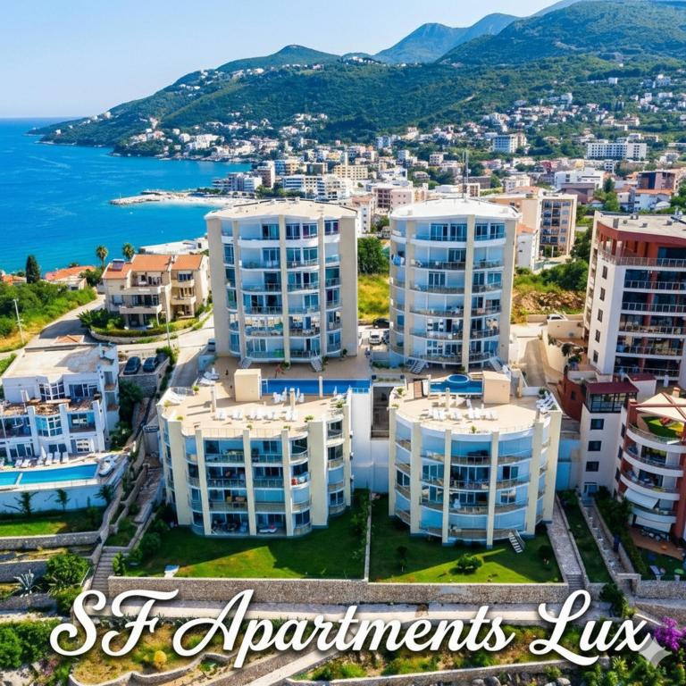 an aerial view of apartment buildings in a city at SF Apartments Lux in Dobra Voda
