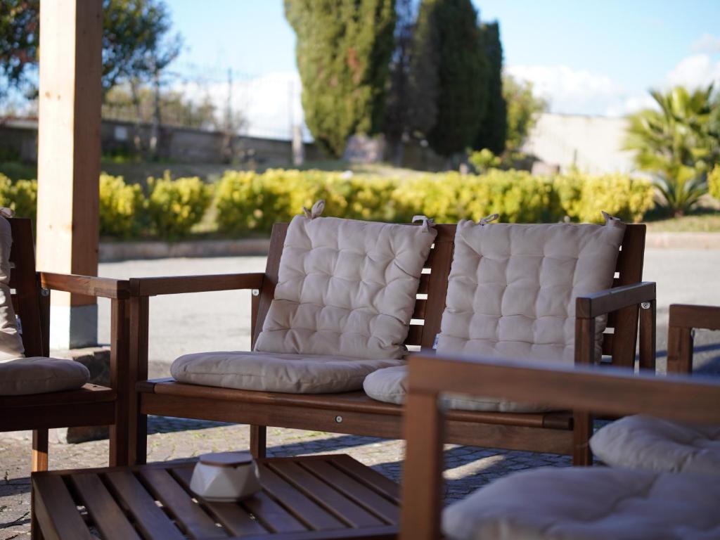 a couch sitting on top of a table at Oasi Santa Rosa in Rome