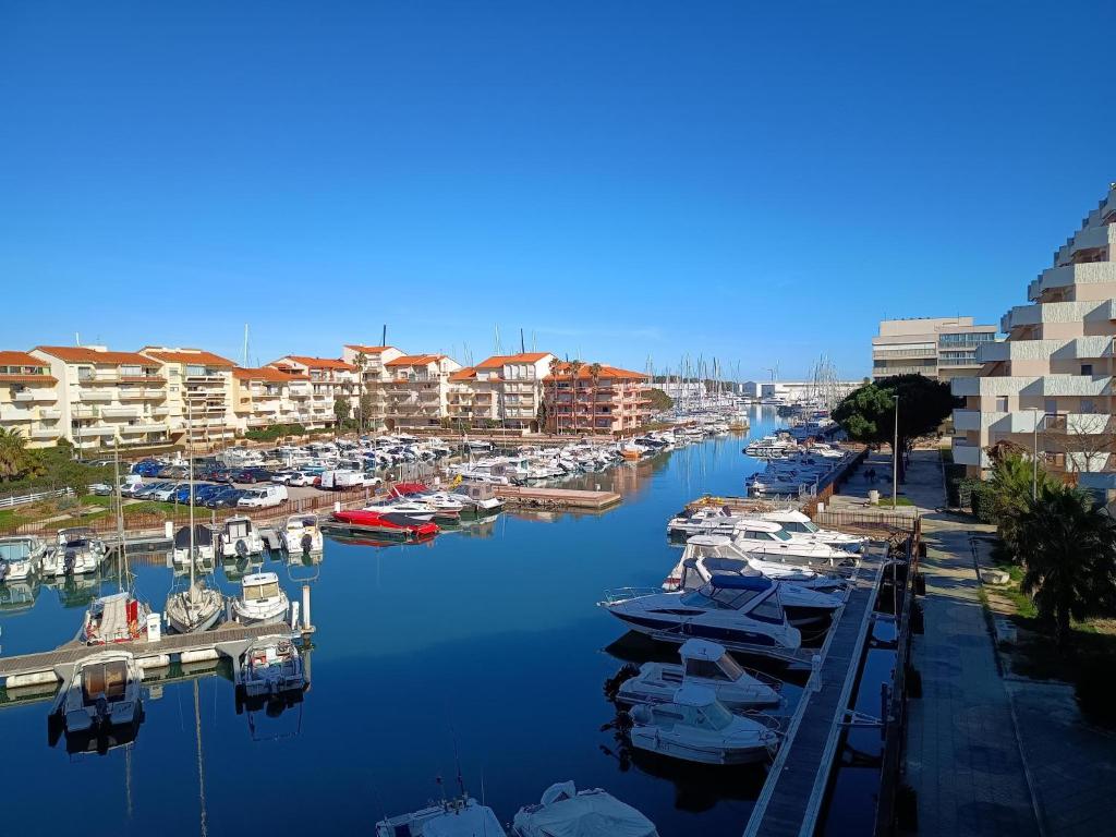 Studio confortable vue sur le port, avec balcon et parking