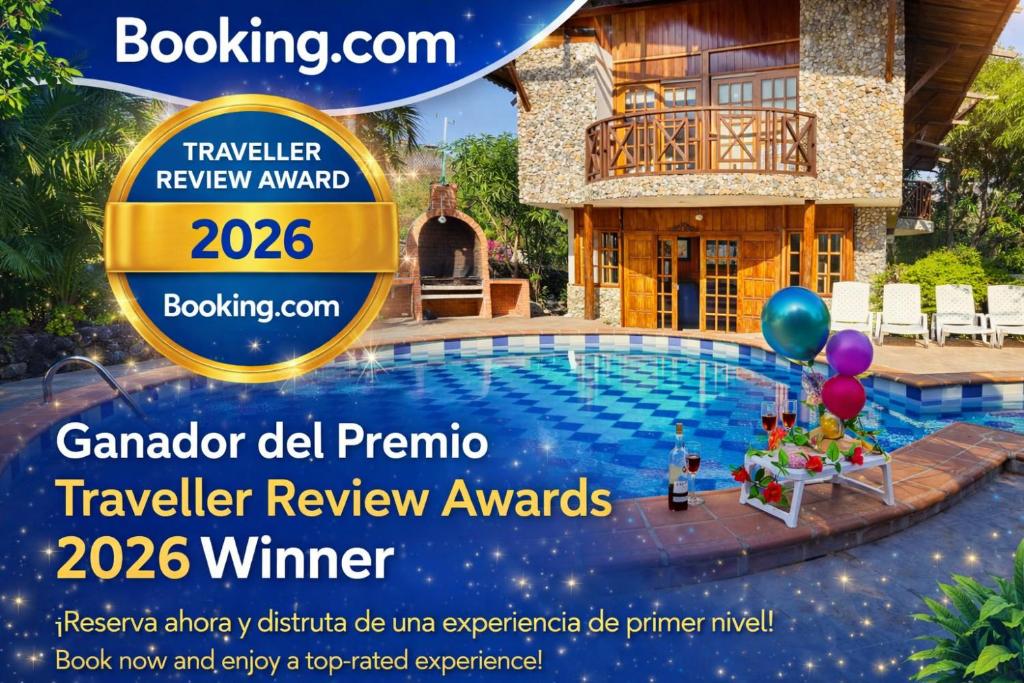a flyer of a swimming pool in front of a house at Cabana Dubai Resorts in Santa Verónica