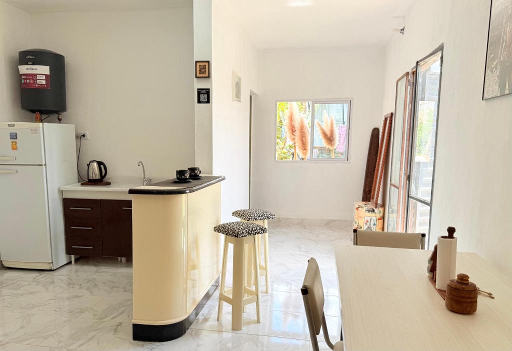 eine Küche mit Kühlschrank und Arbeitsfläche in einem Zimmer in der Unterkunft ApartWestern in Chilecito