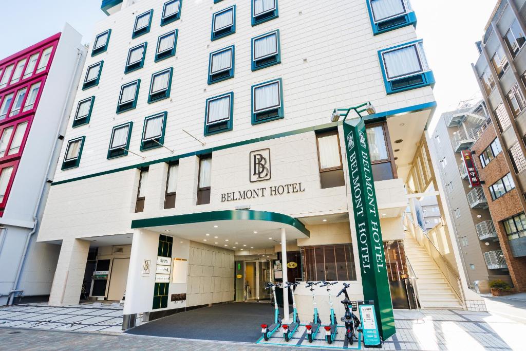 a building with a bunch of skis in front of it at Tokyo Asakusabashi Belmont Hotel in Tokyo