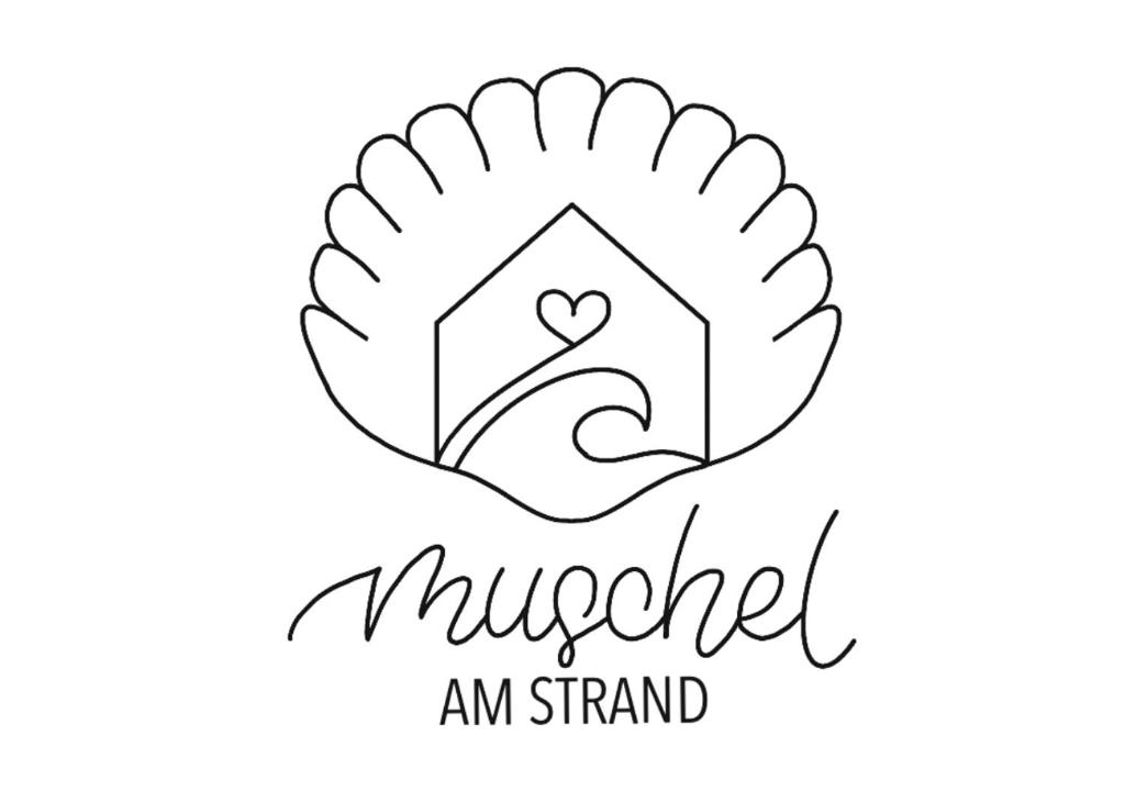 a sketch of a ring with a heart and the words nugget am stand at Muschel am Strand in Breege