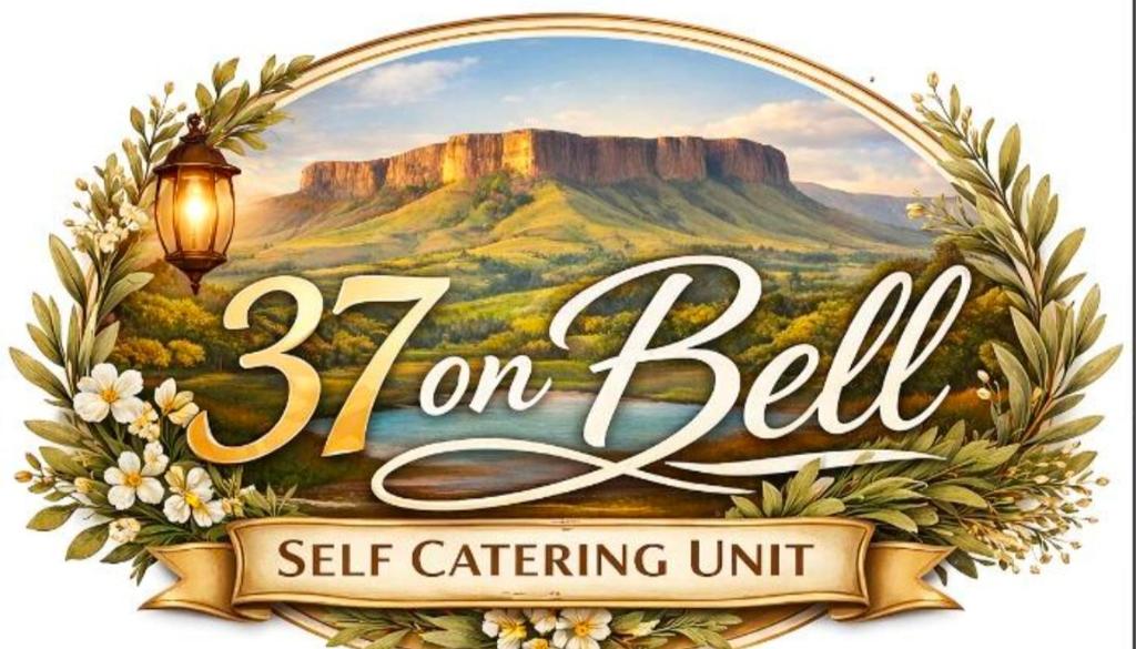 a sign with a picture of a mountain at 37 on Bell self catering accommodation in Harrismith