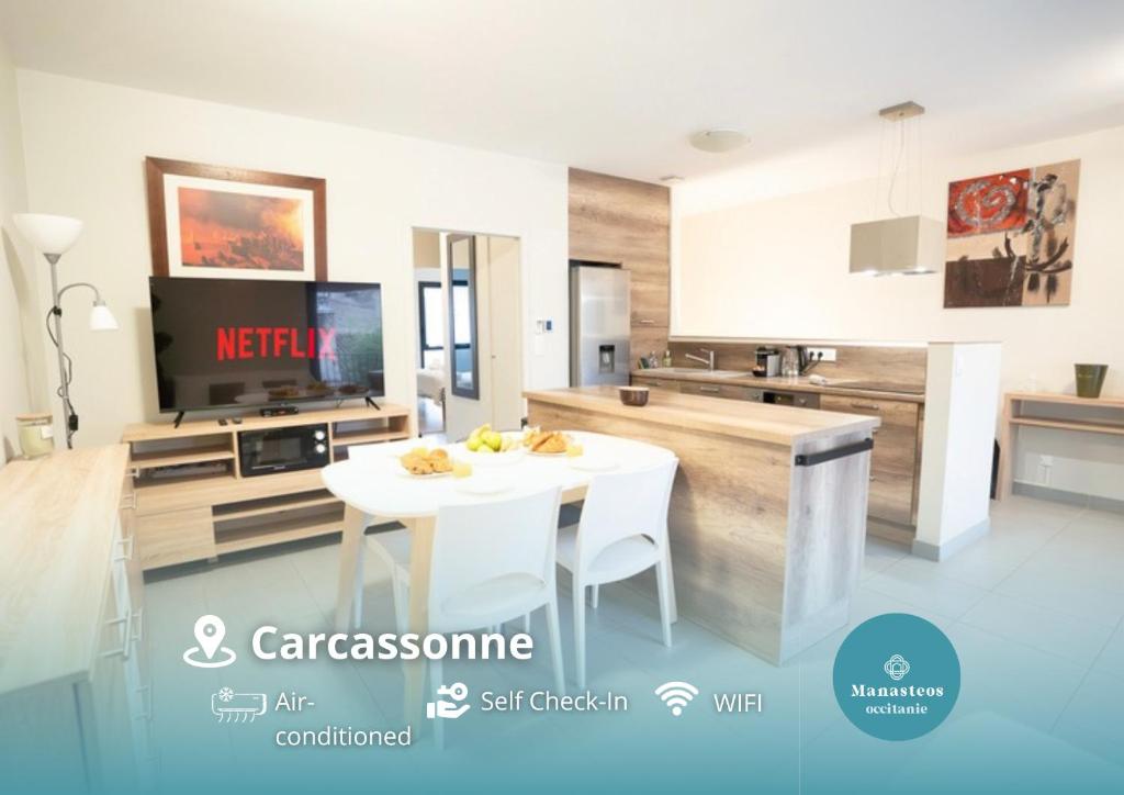 Air-conditioned 2 bedroom apartment with Terrace Parking Carcassonne