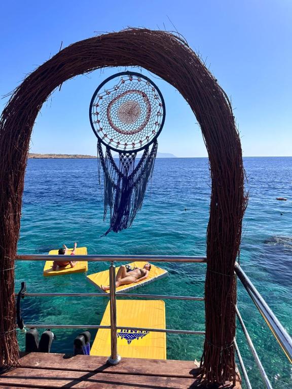a net on a boat in the water at Grand Halomy Megan in Sharm El Sheikh