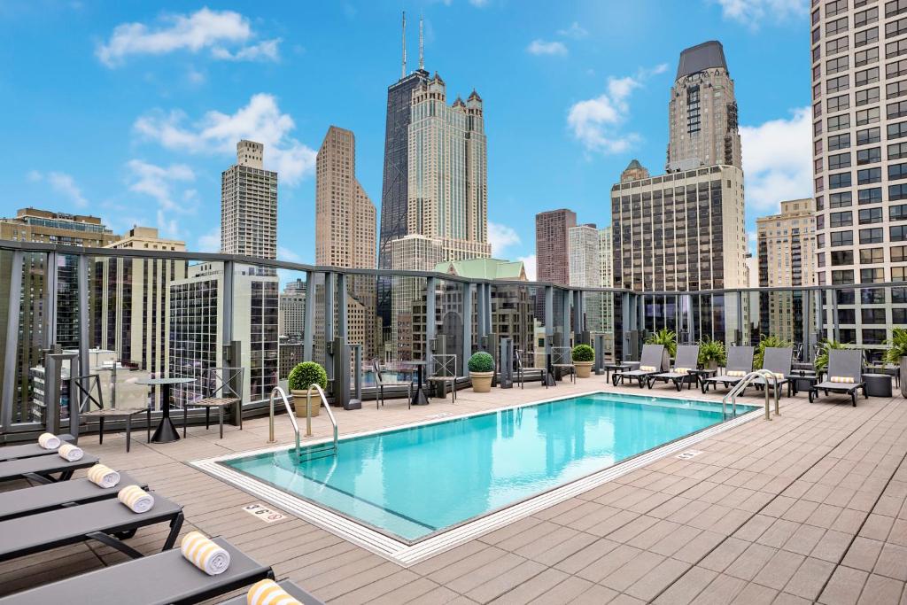 a swimming pool on the roof of a building at Viceroy Chicago in Chicago