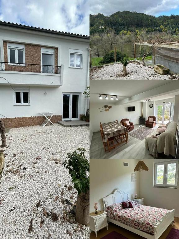 a collage of photos of a house at Casinhas à Beira Rio in Penacova