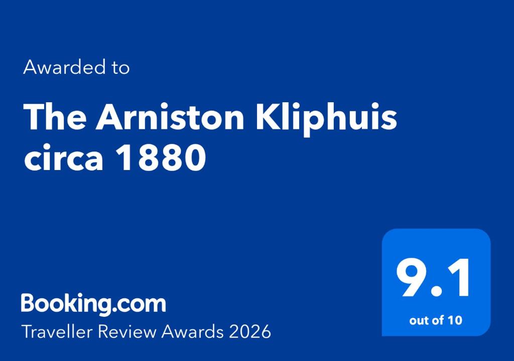 a blue rectangle with the text the emission kirrhinus at The Arniston Kliphuis circa 1880 in Arniston
